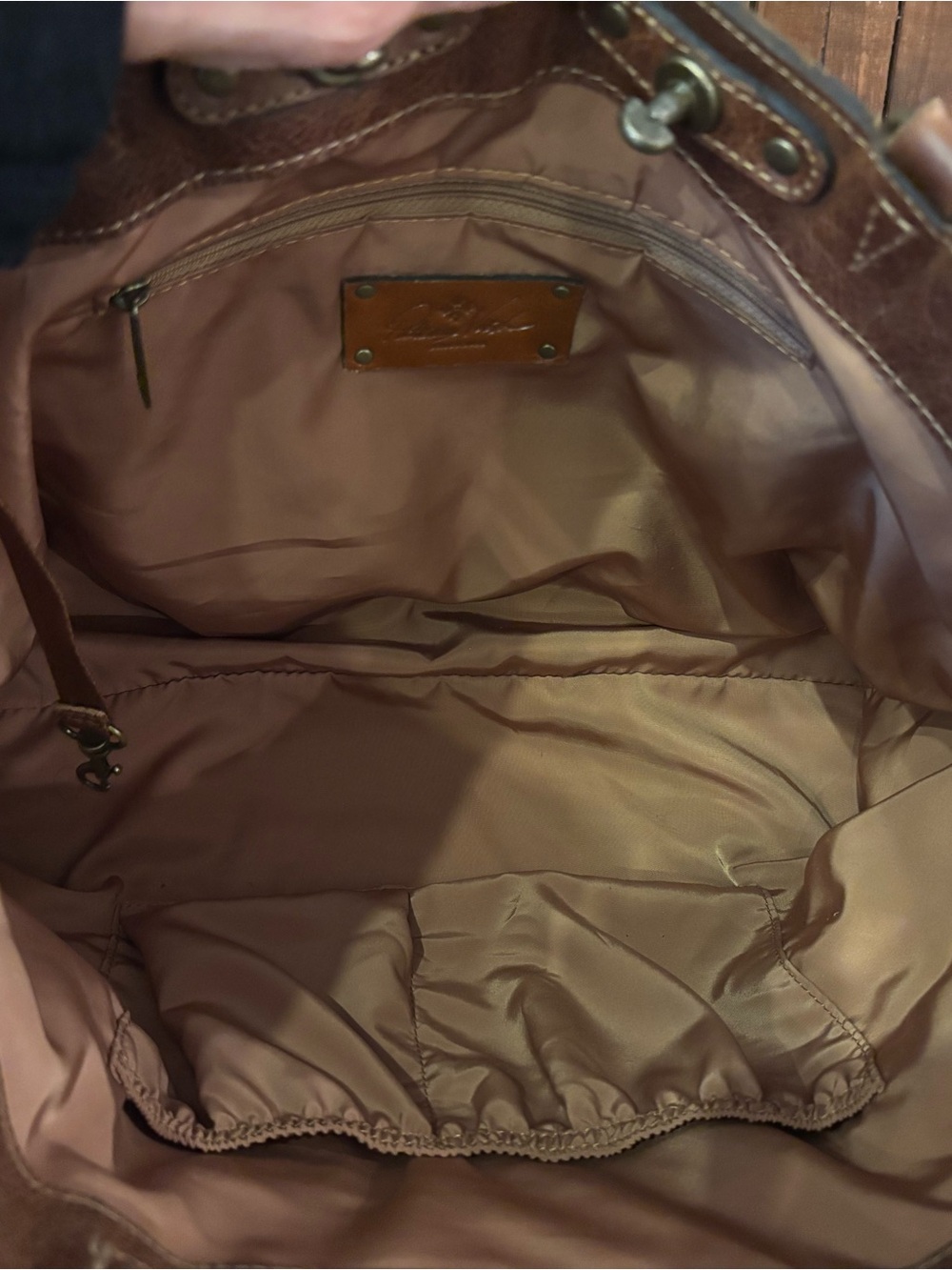 Patricia Nash Cream Floral Canvas Tote with Brown Leather Trim - Picture 14 of 16